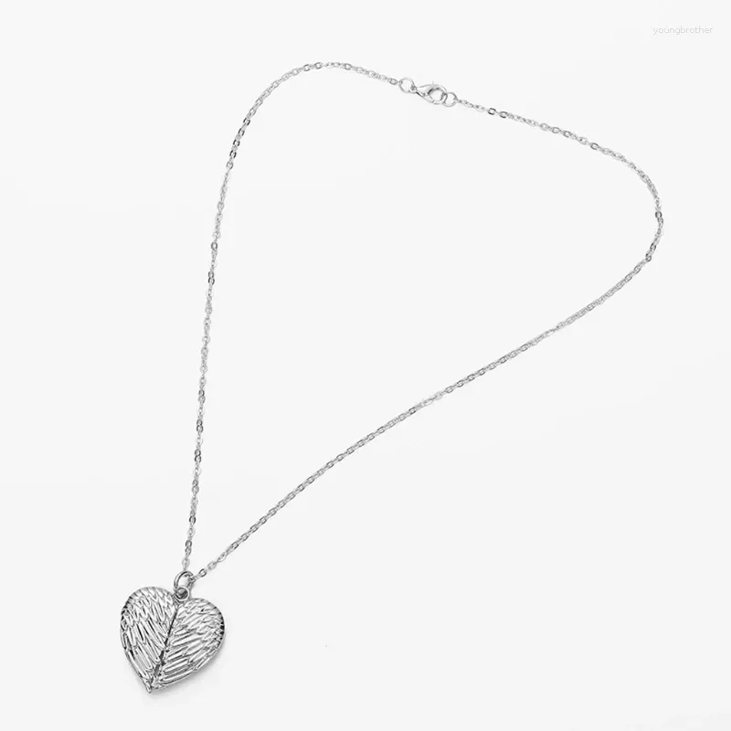 Pendant Necklaces Transfer Printing Po Sublimation Angel Wing Heart Charm