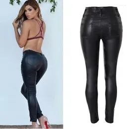 Women`s Leggings 3XL PU Leather Pants Women Hip Push Up Black Sexy Female Stretch Jegging 2023 Casual Skinny Pencil