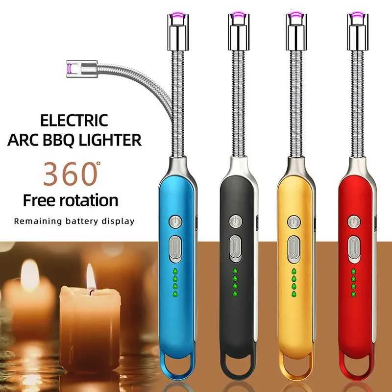 Lighters USB Electric Arc Lighter Outdoor Camping BBQ Windproof Kitchen Ignition Tool Cigarette Smoking Accessories 2023