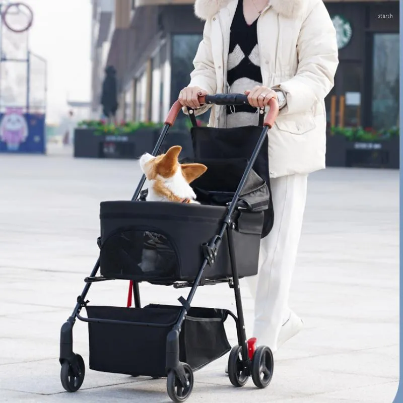 Dog Car Seat Covers Fashion Small Carrier Upper Lower Double-layer Separation Design Stroller For Animals Universal Pulley