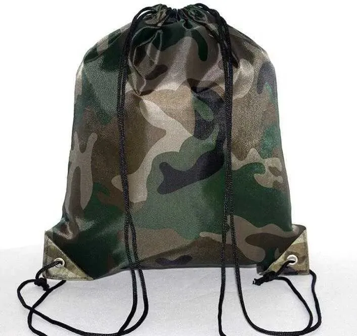 Large Camouflage Drawstring Bags 210D Waterproof packaging Drawstring Backpack Camo Gym Bag School Sport Outdoor Shoe Bag