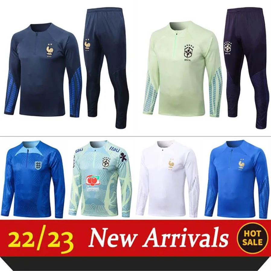 2022-23 Euro Engeland Frankrijk voetbal Tracksuit Jong Memphis de Ligt Men Football Training Pak Virgil Promes Sporting Mens Sweat TRA197C