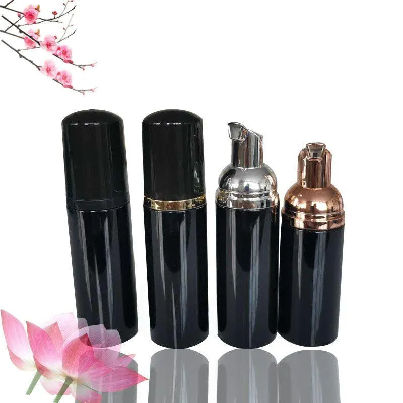 50 ml svart reseskummerflaskor plastflaskor med svart/guld/silverpump handtvätt tvålmousse grädde dispenser bubblande flaska cahr
