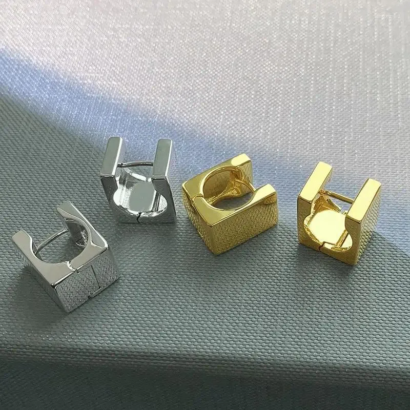 Hoop örhängen avancerad metallgeometri solid fyrkantig öron spänne rostfritt stål guldpläterad trendparty smycken