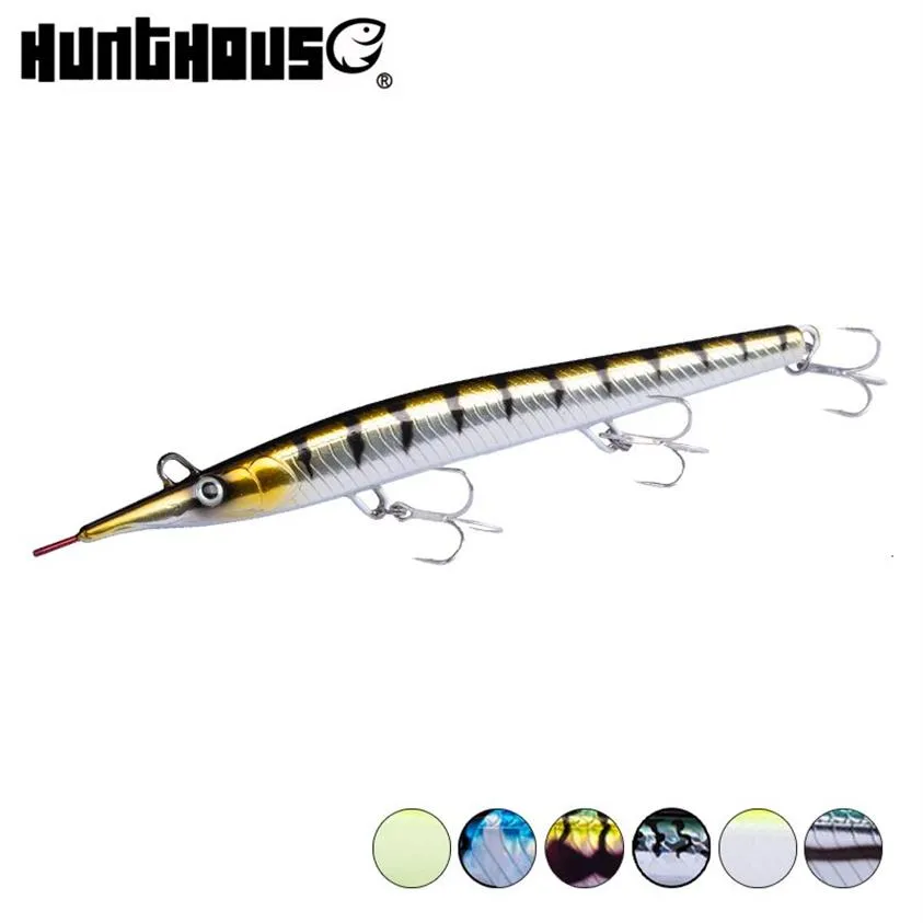 Hunthouse Leurre Stickbait 바늘 연필 바다 낚시 루어 하드 미끼 농어 140mm 180mm 싱킹 건너 뛰기 가파리 sphyraena t19101342a