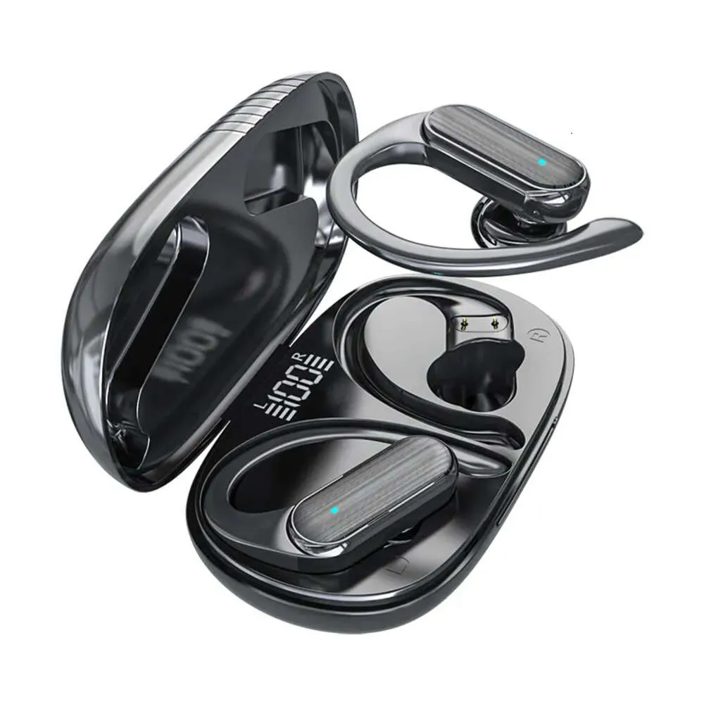 TWS Bluetooth 5.0 Wireless Earbuds With Ear Hook – Noise Isolation, Sweatproof, Built-in Mic, Touch Control (Black)