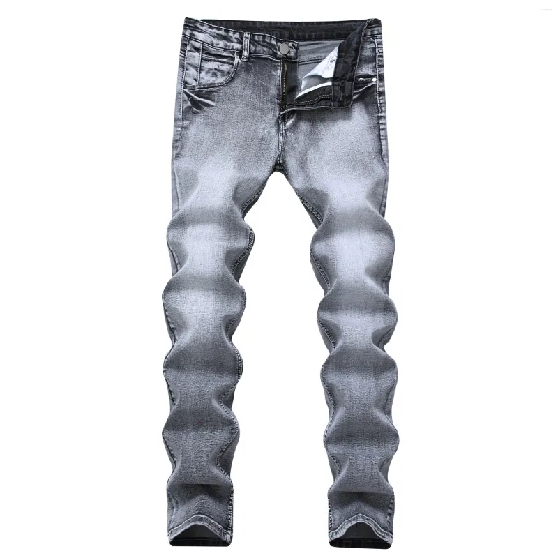 Мужские джинсы Светло-серые узкие джинсовые брюки стрейч для мужчин