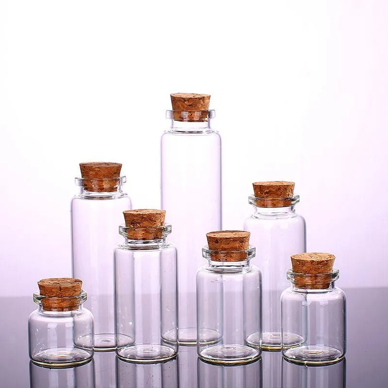 Bottiglia di vetro trasparente con tappi di sughero Fiala Barattoli di vetro Ciondolo Progetti artigianali Fai da te per ricordi Diametro 30 mm Edomo