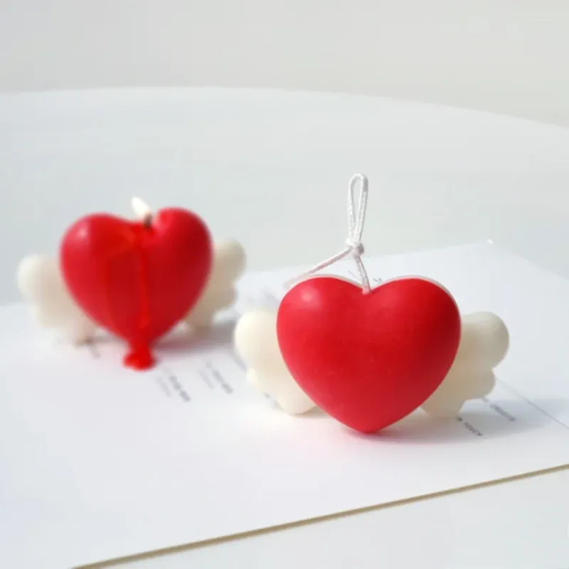 Bakning formar älskar med vingar ljus silikon mögel diy hjärta gör tvålharts chokladkaka valentine dag gåvor hantverk hem dekor