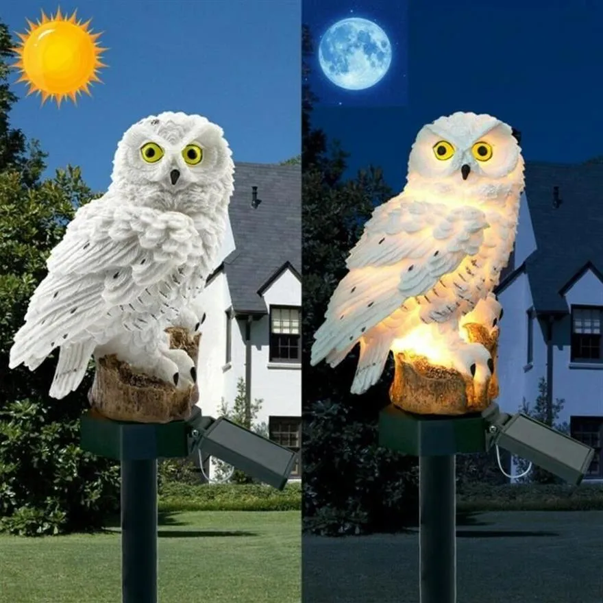 Hibou lumière solaire avec panneau solaire LED faux hibou étanche lampes de jardin solaires hibou ornement Animal oiseau extérieur cour jardin lampes284g