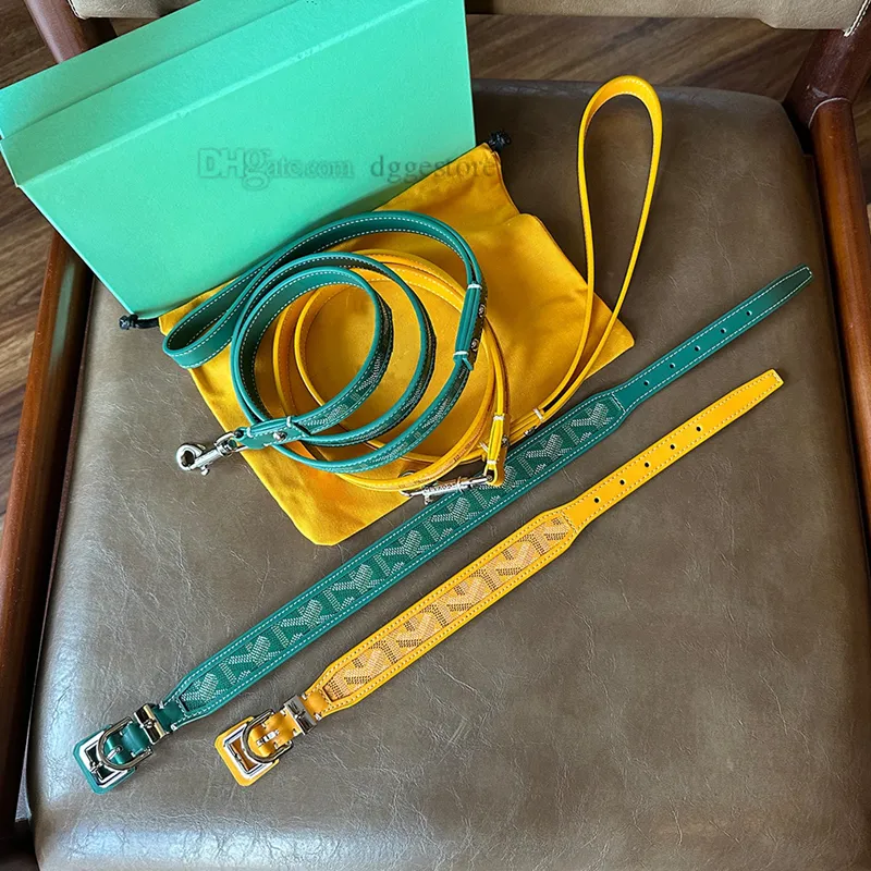 Designer Halsbanden Set Verstelbaar Zacht Ademend Leer Gevoerd Puppy Halsband met Legering Gesp Zware Waterdichte Klassieke Hond Huisdier Halsband Groen S B203