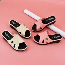 Slippers 2023 Fashion Outerwear Sandals And Ladies Summer Home Wedge Bathroom Bath Non-slip Mid-high Heel