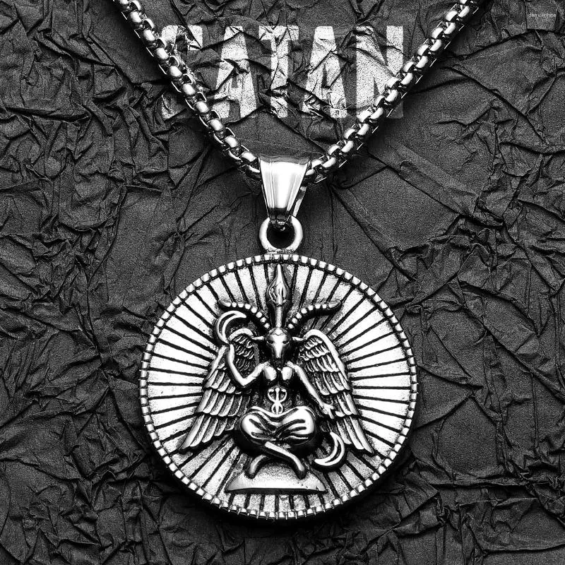 Pendentif Colliers Fallen Angel Devil Satan Acier inoxydable Hommes Chaîne Puissante Amulette Vintage Pour Femmes Bijoux Cadeaux En Gros