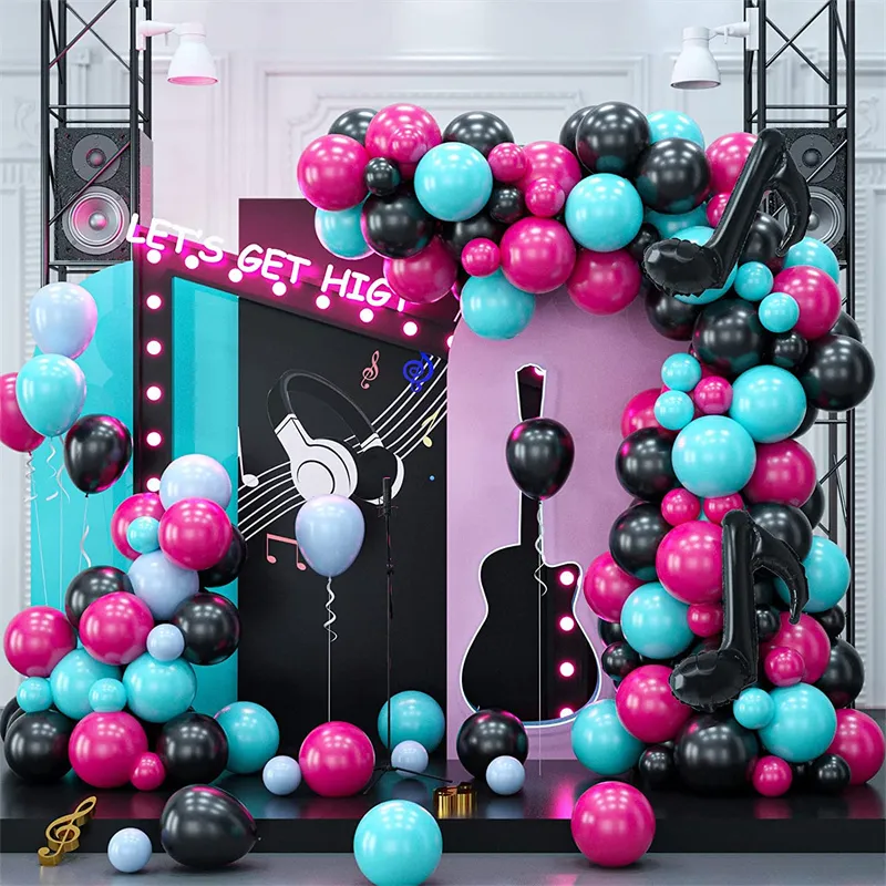 109pcs Gender Reveal Party Black Hot Pink Balloon Garland Kit With