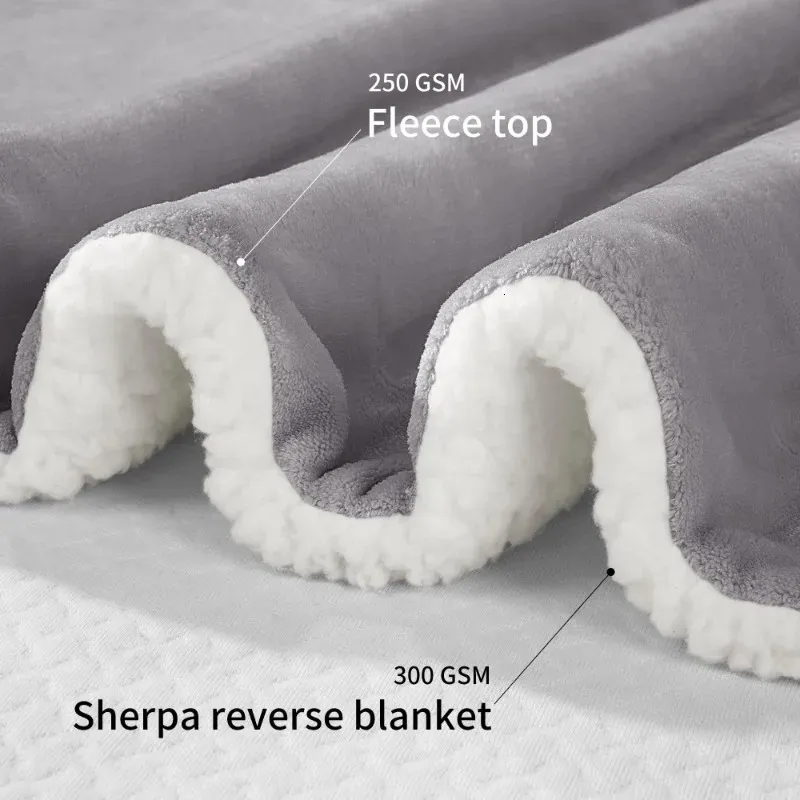 Soft Sherpa Fleece Blanket Set Thick And Warm Velvet Throw For Bed