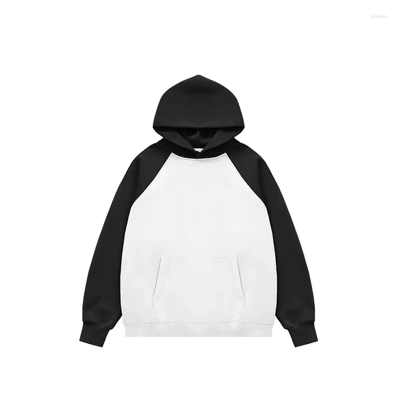 Men's Hoodies 2023 Autumn Winter Heavy Duty Cotton Plush Raglan Hooded Pullover Loose Relaxed Warm Sweatshirt Hoodie Top