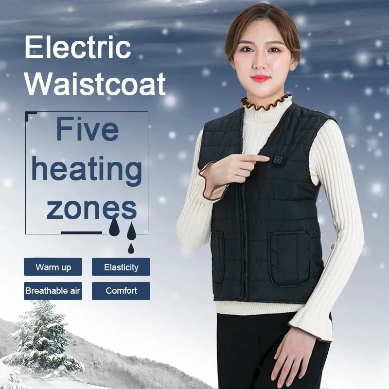 Gilets pour hommes Gilet chauffant electrique d hiver hommes femmes veste chauffante USB gilet chauffant chauffage thermique vetements chauds hiver