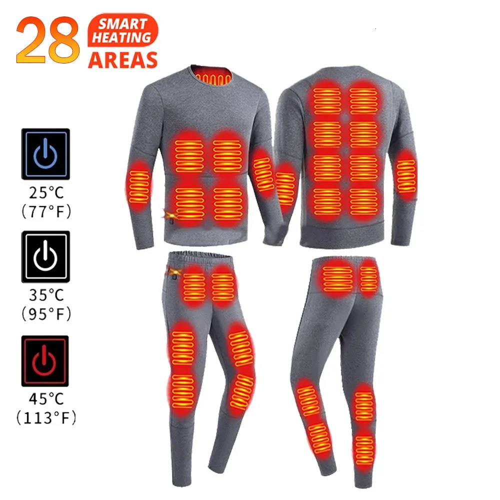 Men's Thermal Underwear Winter Heated Jacket Men Self Heating Vest Women Heated Thermal Underwear Ski Suit USB Electric Heating Clothing Long Johns Man 231122