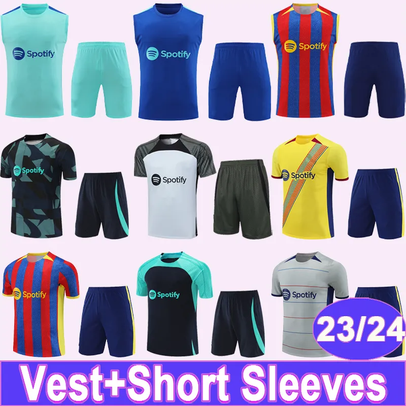 2023 2024 Barcelone Training Wear Kit à manches courtes Maillots de football PEDRI LEWANDOWSKI ANSU FATI FERRAN RAPHINHA GAVI Footall Shirt Vest Uniformes