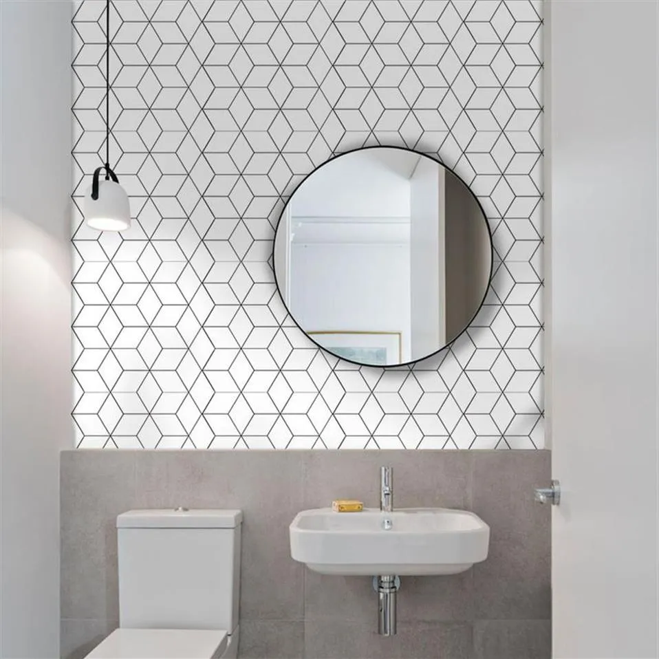 10Pcs Bathroom Self Adhesive Mosaic Tile Sticker Waterproof Kitchen Backsplash Wall Sticker DIY Nordic Modern Home Decoration239R