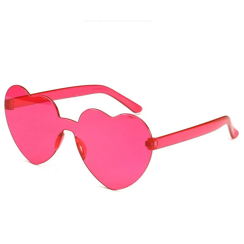 Solglasögon 2023 Kvinnor Fashion Colors Polariserad hjärtform Tonade partyflickor Vintage UV400 Rimless Female Sun Glasses