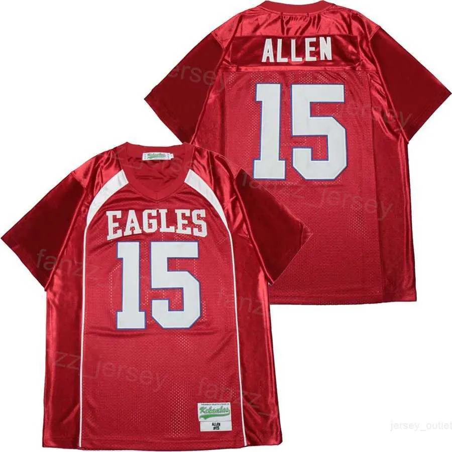 Football High School Firebaugh Eagles Jerseys 15 Josh Allen Breathable Pure Cotton HipHop University For Sport Fans Team Red College Moive Pullover Stitched Mans