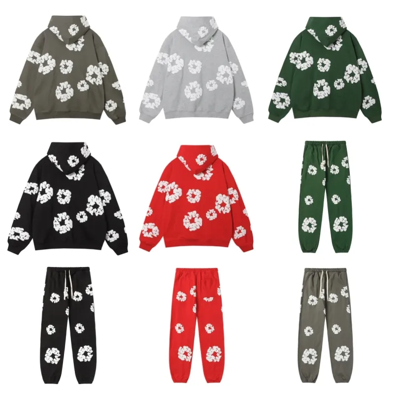 Mens Designer Hoodie Man Trousers Clothes Sweat Suit Sweatpants Sweatsuits Green Red Black Hoodies Denim Tears Hoody Floral