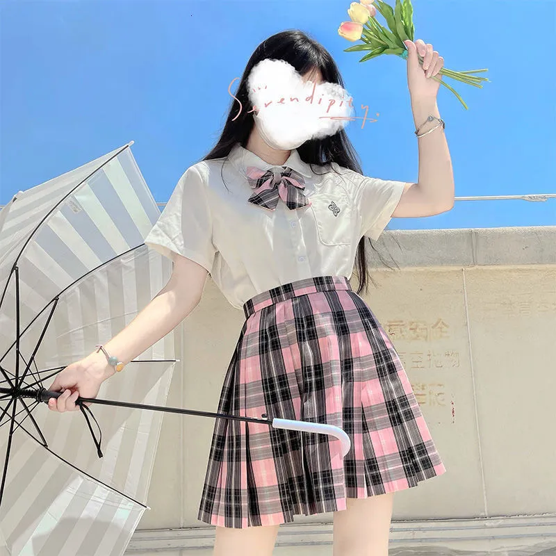 Harajuku Japanese Skirt Outfits Skater Skirt Pink Black And White