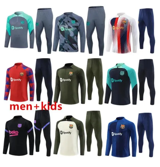 Barn 23 24 Barcelona Half Zipper Jacket Football Train Training Suit Men Soccer Chandal Futbol ANSU FATI MEMPHIS JOGGING SURCETEMENT TRACKSUITS