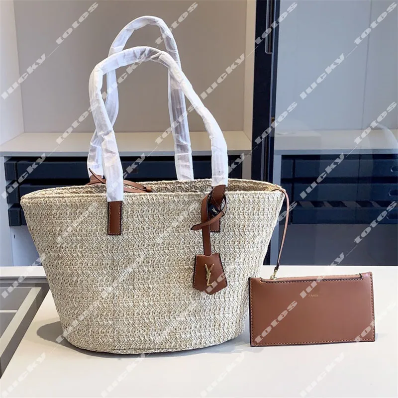 Borse da spiaggia di design di lusso Borse di lusso Borsa a tracolla da donna alla moda Borsa di paglia per vacanze estive Borsa a tracolla di grande capacità di marca