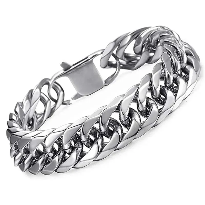 Charm Bracelets HNSP 8MM 14MM Wide Thick Stainless Steel Bracelet