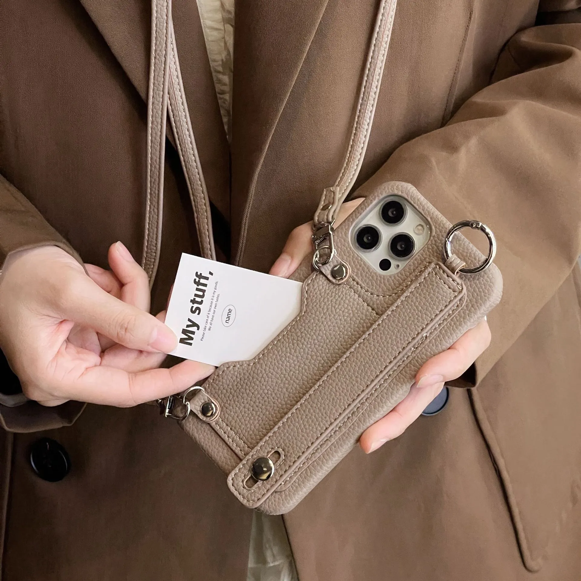 Étui portefeuille pour téléphone portable avec lanière, porte-cartes, sac portefeuille pour i Phone XR 11 12 13 14 15, portefeuille à bandoulière en cuir