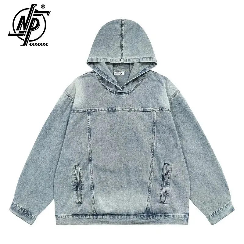 Men's Hoodies Sweatshirts Japanese Vintage Men Denim Hooded Jacket Sweatshirts Streetwear Casual Y2k Tops Loose Washed Hoodies Harajuku Pullovers 231121