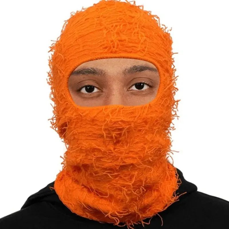 Ciclismo Caps Máscaras Balaclava Angustiado Malha Full Face Ski Máscara Shiesty Camuflagem Knit Fuzzy 231122