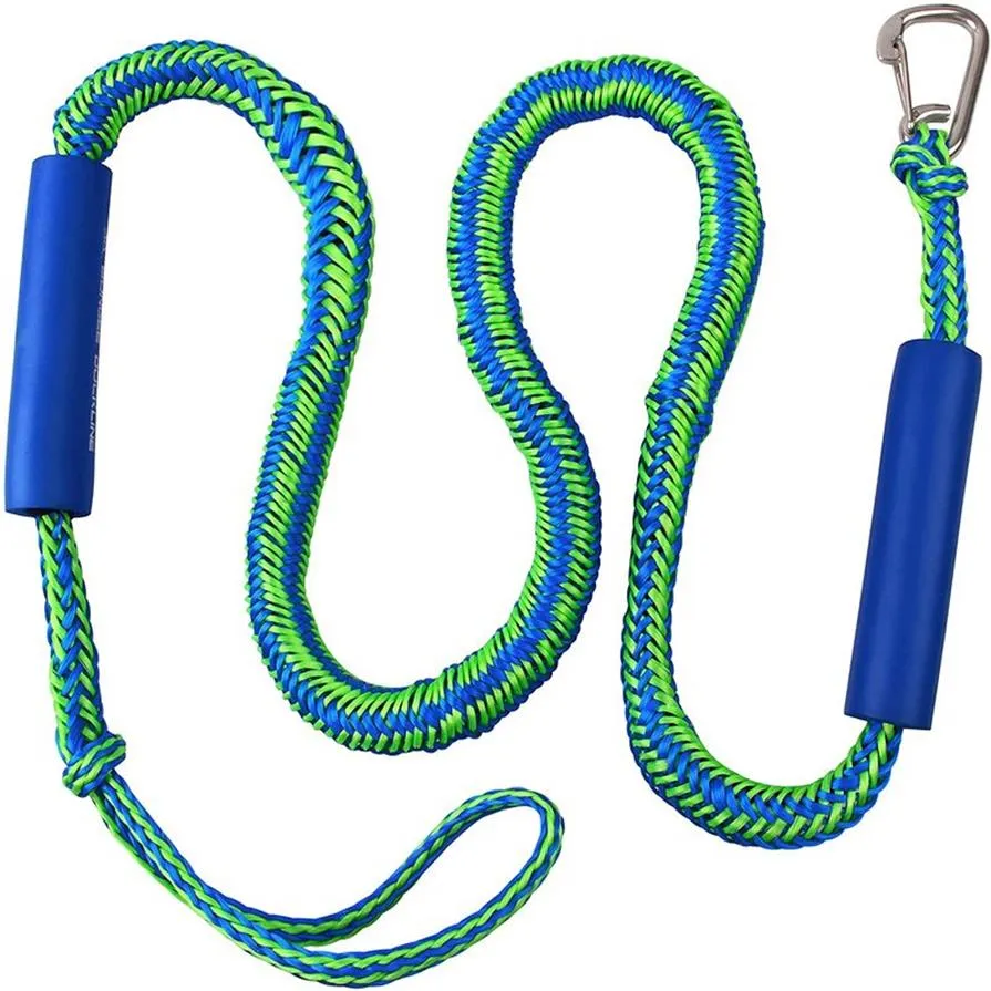 Linhas de doca elástica para pesca pwc, 2 pacotes de corda elástica com clipe de aço inoxidável 316, corda de encaixe flutuante de espuma para barco de amarração r220n