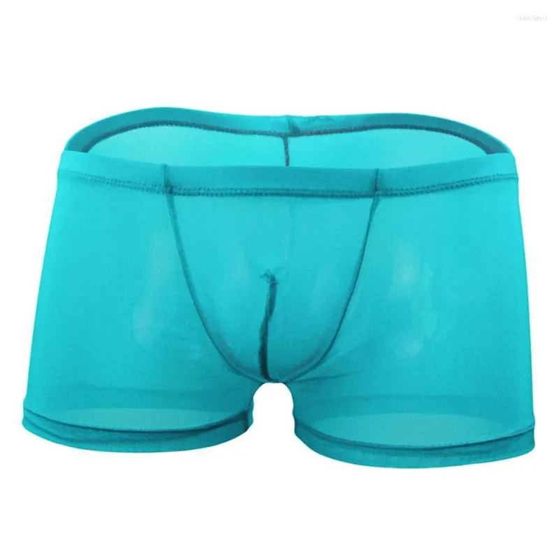 언더 팬츠 섹시한 울트라 얇은 남자 씨 vothrough boxer briefs sheer mesh pouch 속옷 팬티 란제리 수면 바닥 복서 쇼트 남성