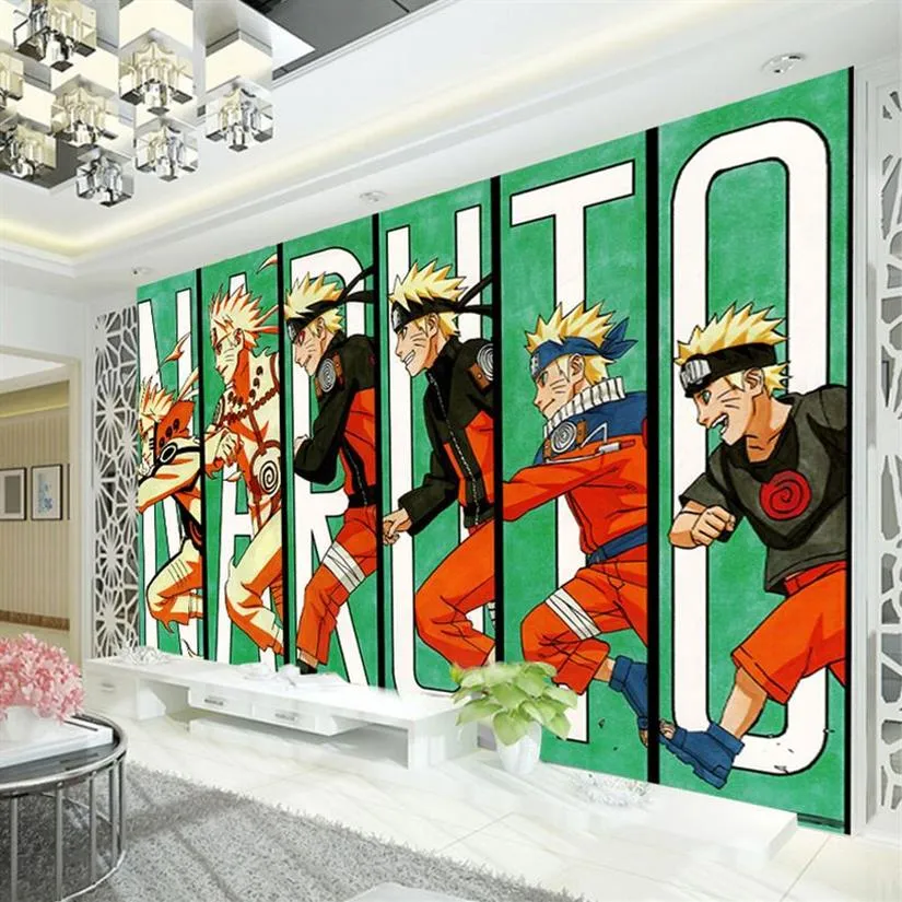 Naruto behang Japanse anime 3D muurschildering Kid's jongens slaapkamer TV achtergrond aangepaste cartoon behang woonkamer grote muur292W