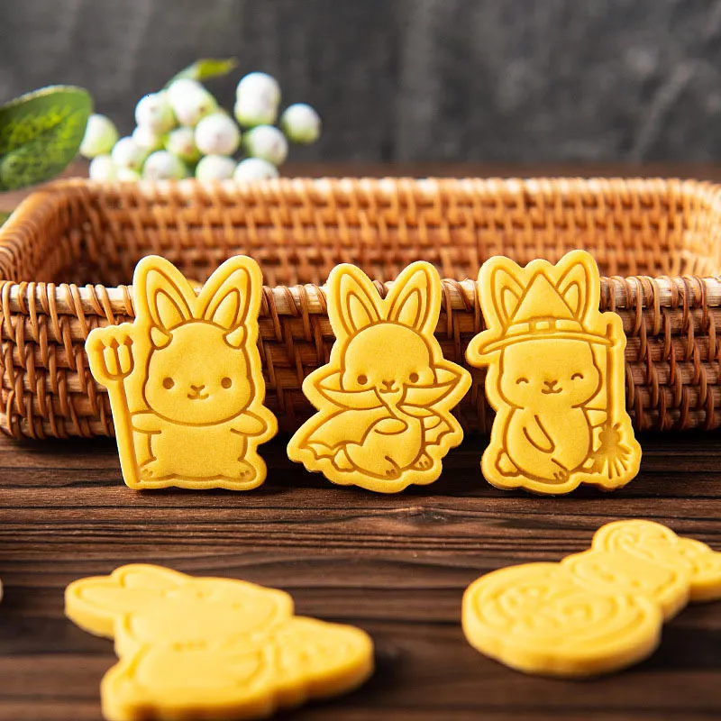 Moules de cuisson Halloween mignon citrouille lapin emporte-pièce moule dessin animé Animal fantôme lapin Fondant Biscuit Embosser timbres bricolage outils de cuisson 230421