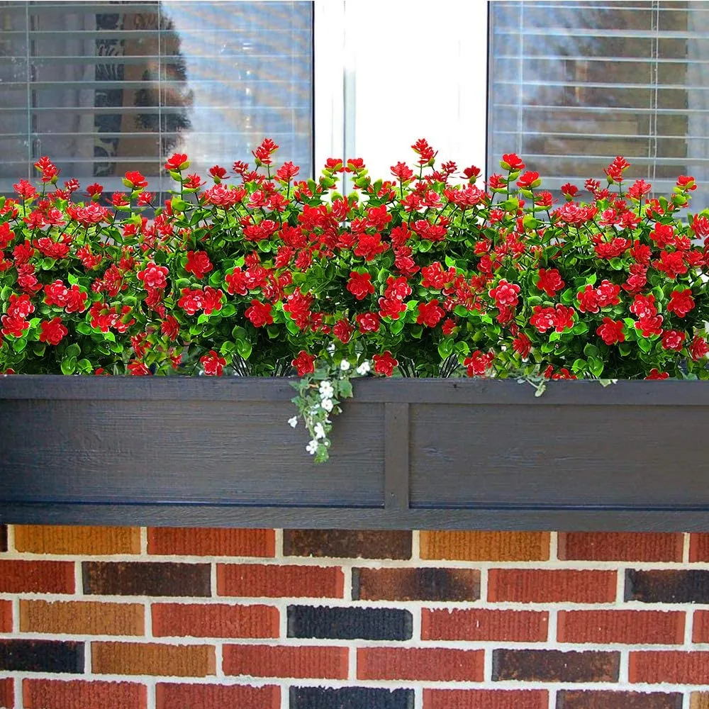 4 di artificiali da esterno, fiori finti, arbusti resistenti ai