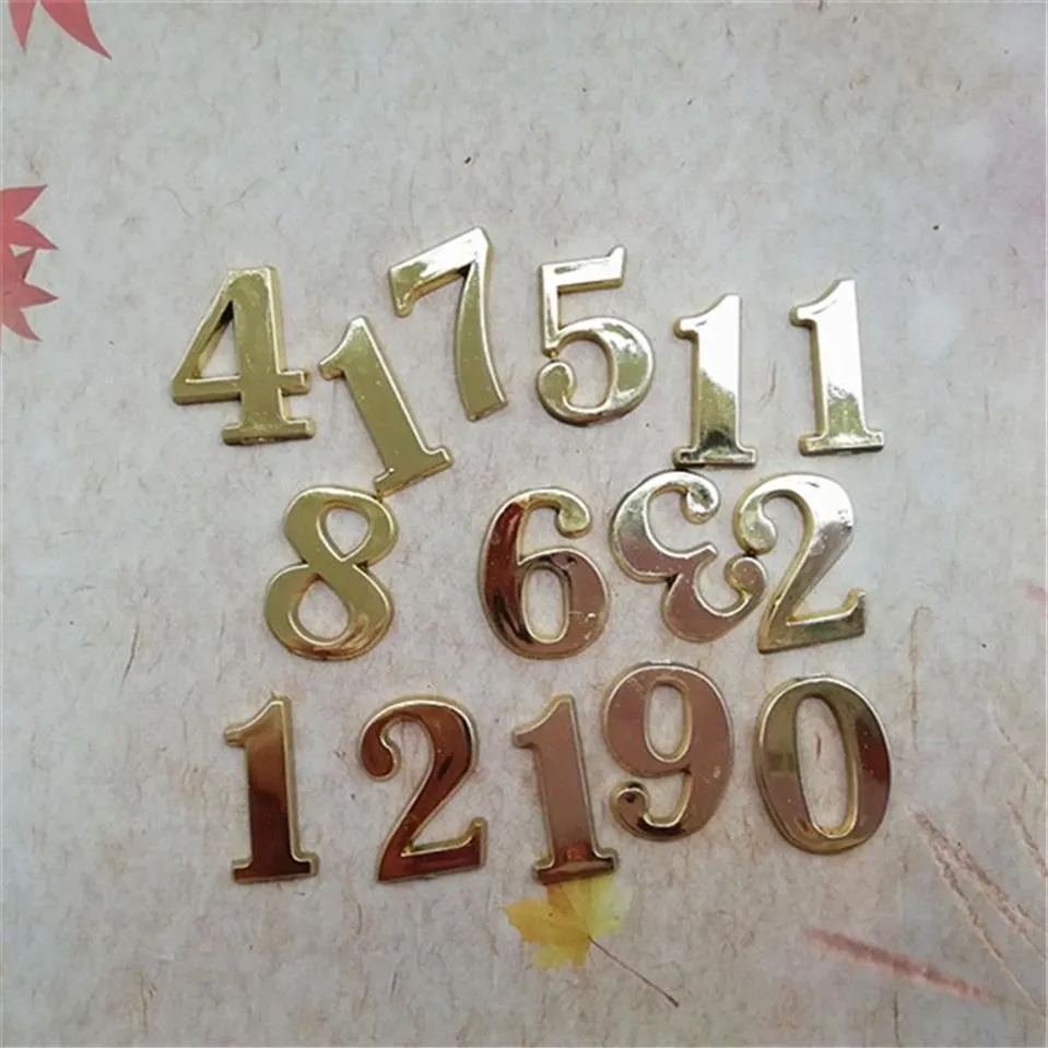 Totalmente novo 50 peças 1 5cm números árabes dourados de plástico para reparo diy acessórios de relógio de quartzo FIT-UP211i