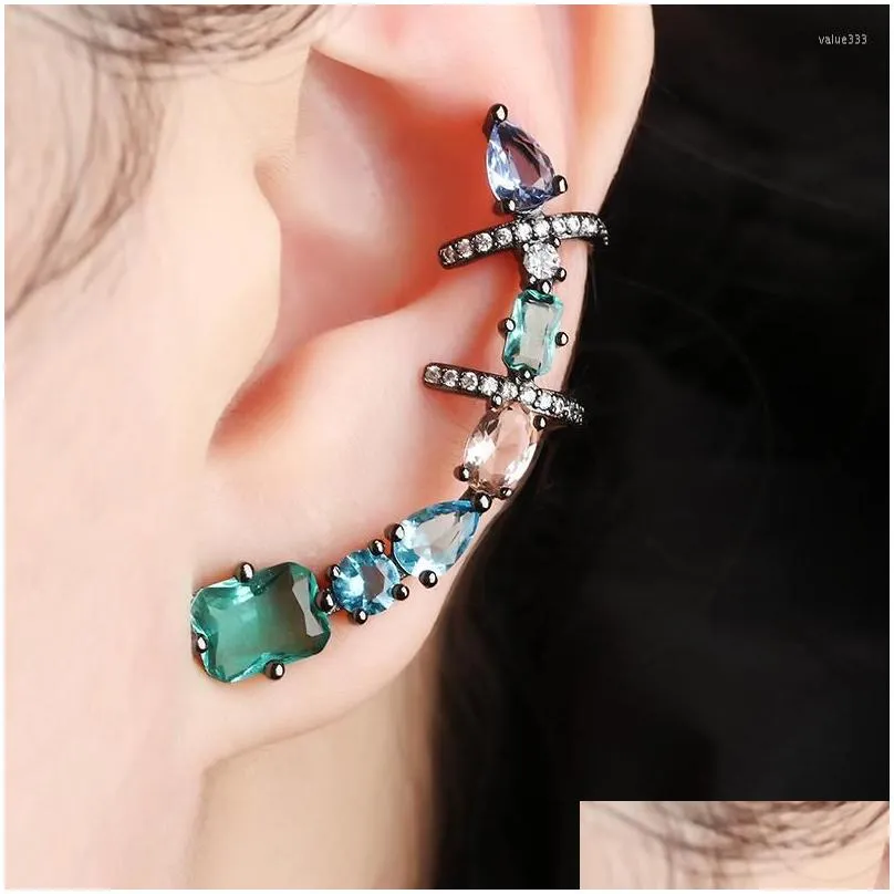 Clip-On Tornillo Back Backs Pendientes 2023 Cobre Colorf Cubic Zirconia Clip simple Joyería de moda Pendiente Mujer Boda Fiesta Regalo Wo DHCDD