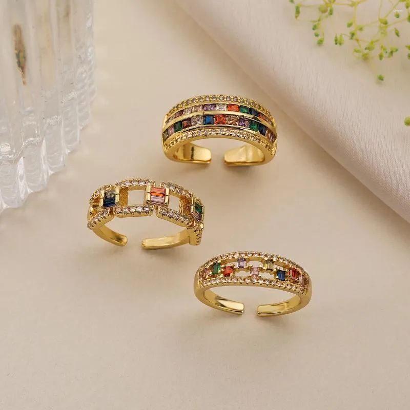 Cluster Rings Unique Design Cubic Zirconia Adjustable Band Ring For Women Girls Exquisite Lady Party Vacation Jewelry Gift