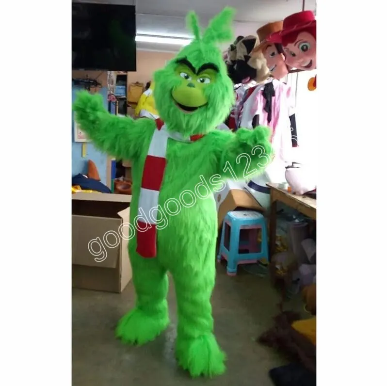 Vuxen Grinch Green Mascot Costumes Christmas Halloween Fancy Party Dress Cartoon Character Carnival Xmas Advertising Birthday Party Costume Outfit