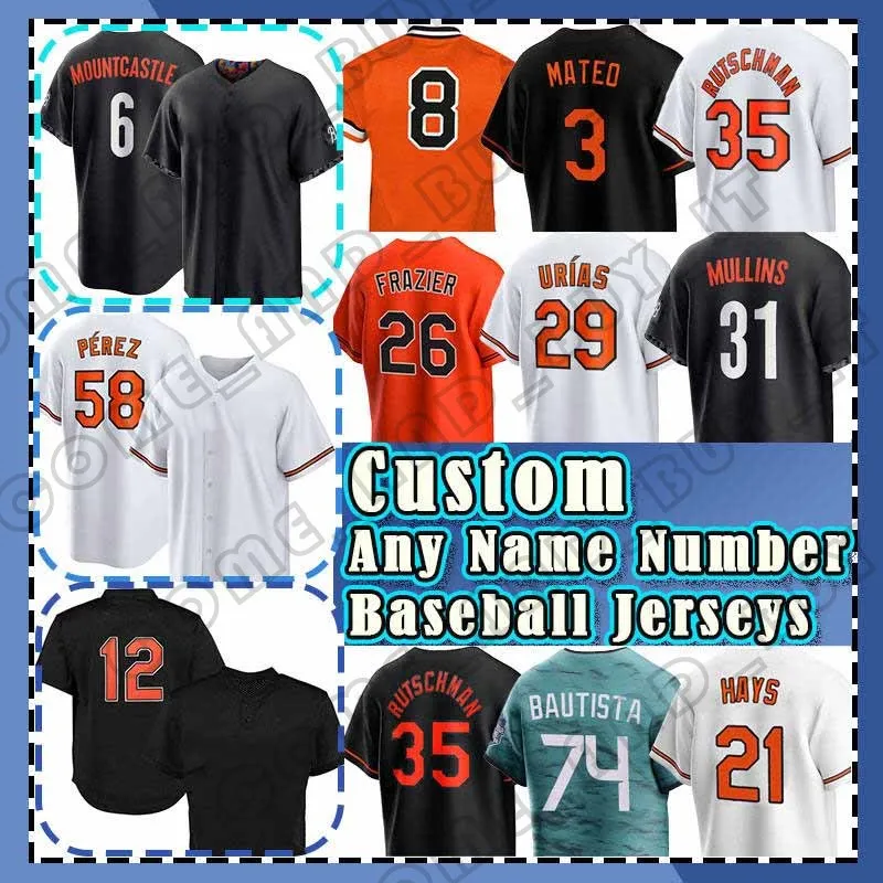 Ryan Mountcastle Jorge Mateo Baseball Jersey Kyle Bradish Retro Cal Ripken Jr Adley Rutschman Anthony Santander Adam Frazier Ramon Urias Cionel Perez Austin Hays