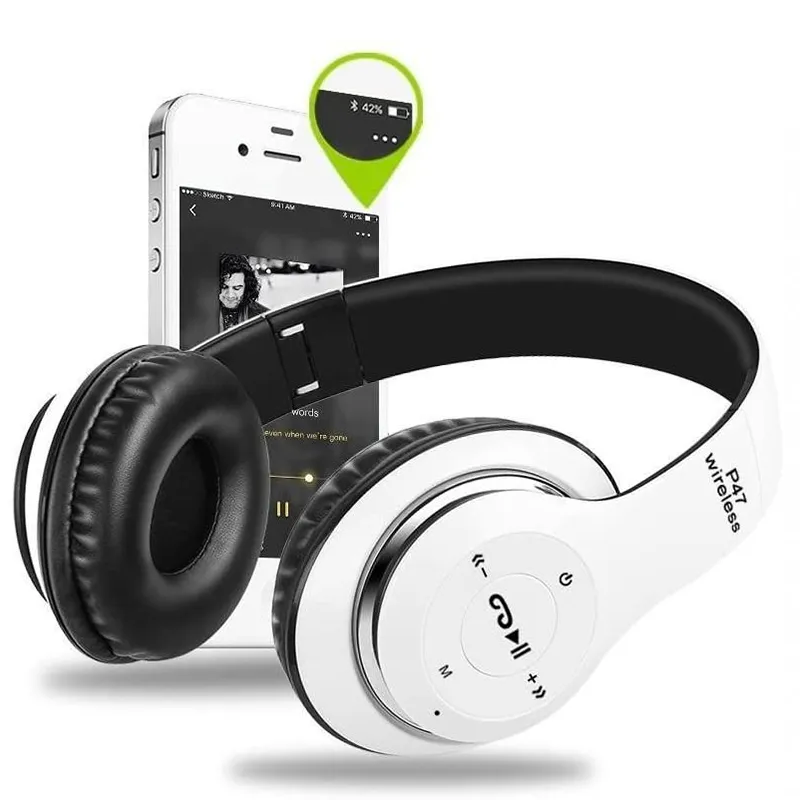 Foldable P47 Wireless Headphones For Running With Bass And SD Card