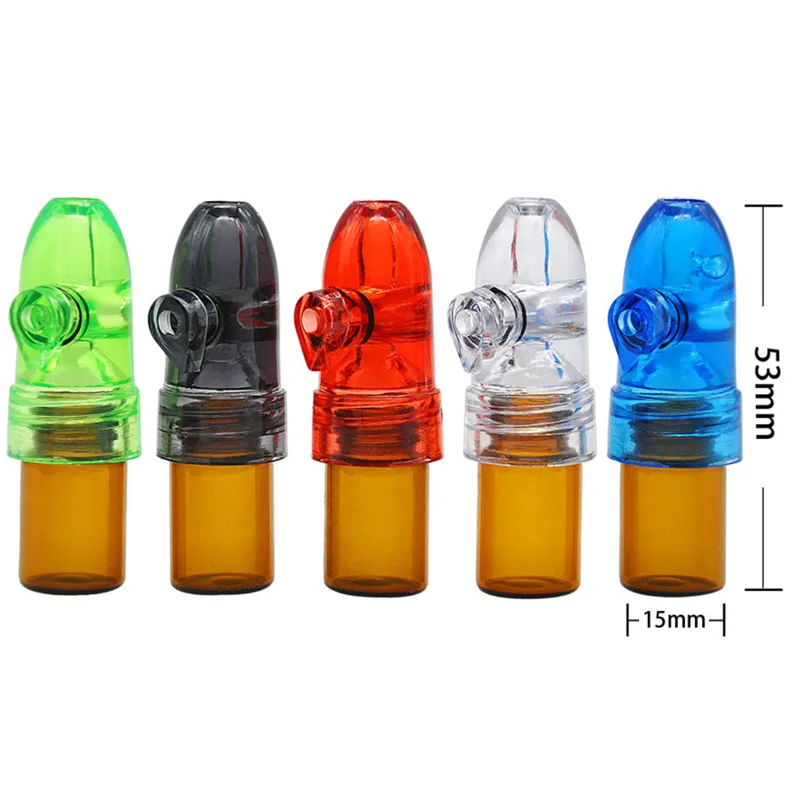 Glass Snuff Snorter Bottle Smoking Pipes Pill Case Containers Kit Portable Sniff Pocket Durable Snuffer Mix Color Snort Storage 53mm 68mm 83mm Smoke Accessories