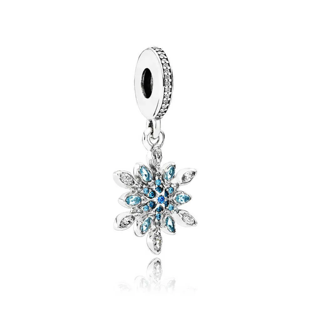 Charms 925 Sterling Silver Crystal Snow Pendant scatola al dettaglio collana di gioielli con bracciale di perline europeo che fa fascino con la scatola 23ess