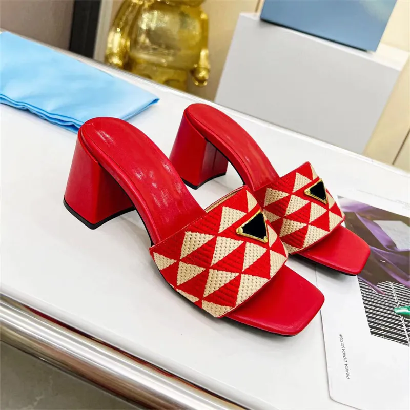 Designer ladies high heel slippers leather sexy summer chunky heel sandals fashion sexy banquet shoellace box size 35-43 Heel 7CM