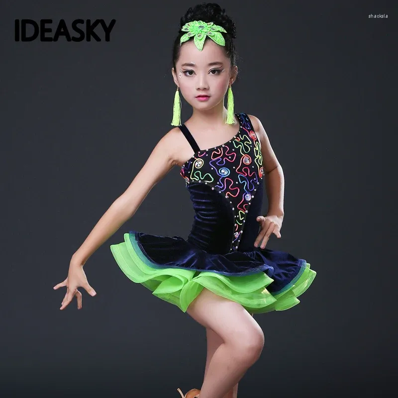 Stage Wear Sexy Lace Dance Costumes Competition Dresses Dress Salsa Dancewear Tango Clothes Girls Ballroom Dancing For Kids Latin