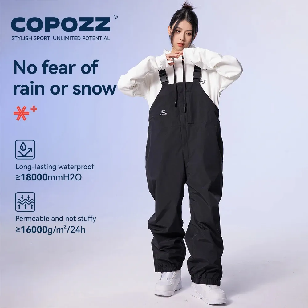 COPOZZ Dikker Mannen Vrouwen Skibroek Waterdichte Bib Overalls Winter Snowboarden Warme Rechte Jumpsuit 231122